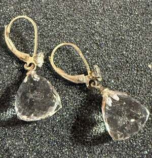 Deb Guyot Sterling Silver Clear Quartz and White Topaz Lever-back Drop Earrings